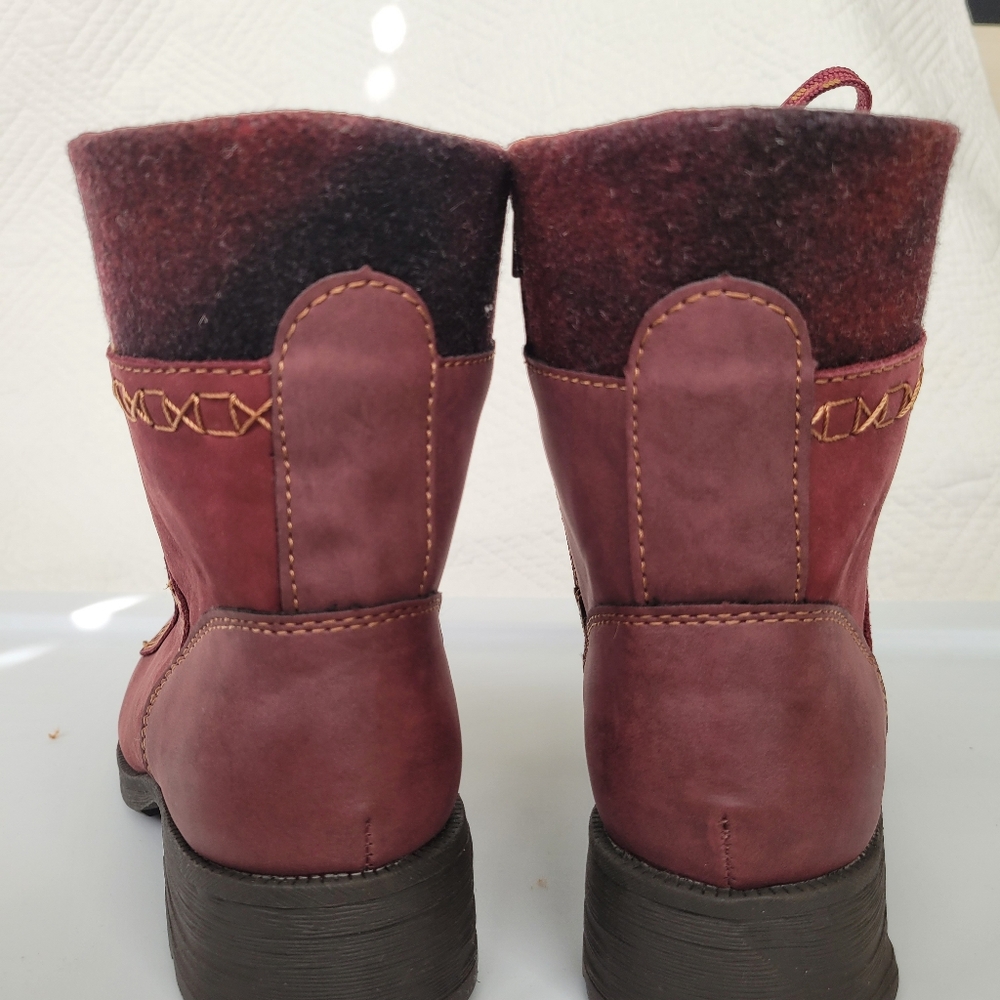 NWOB Earth Origins Leather Lace-Up Boots Rowan Burgundy 7.5 - Picture 3 of 11